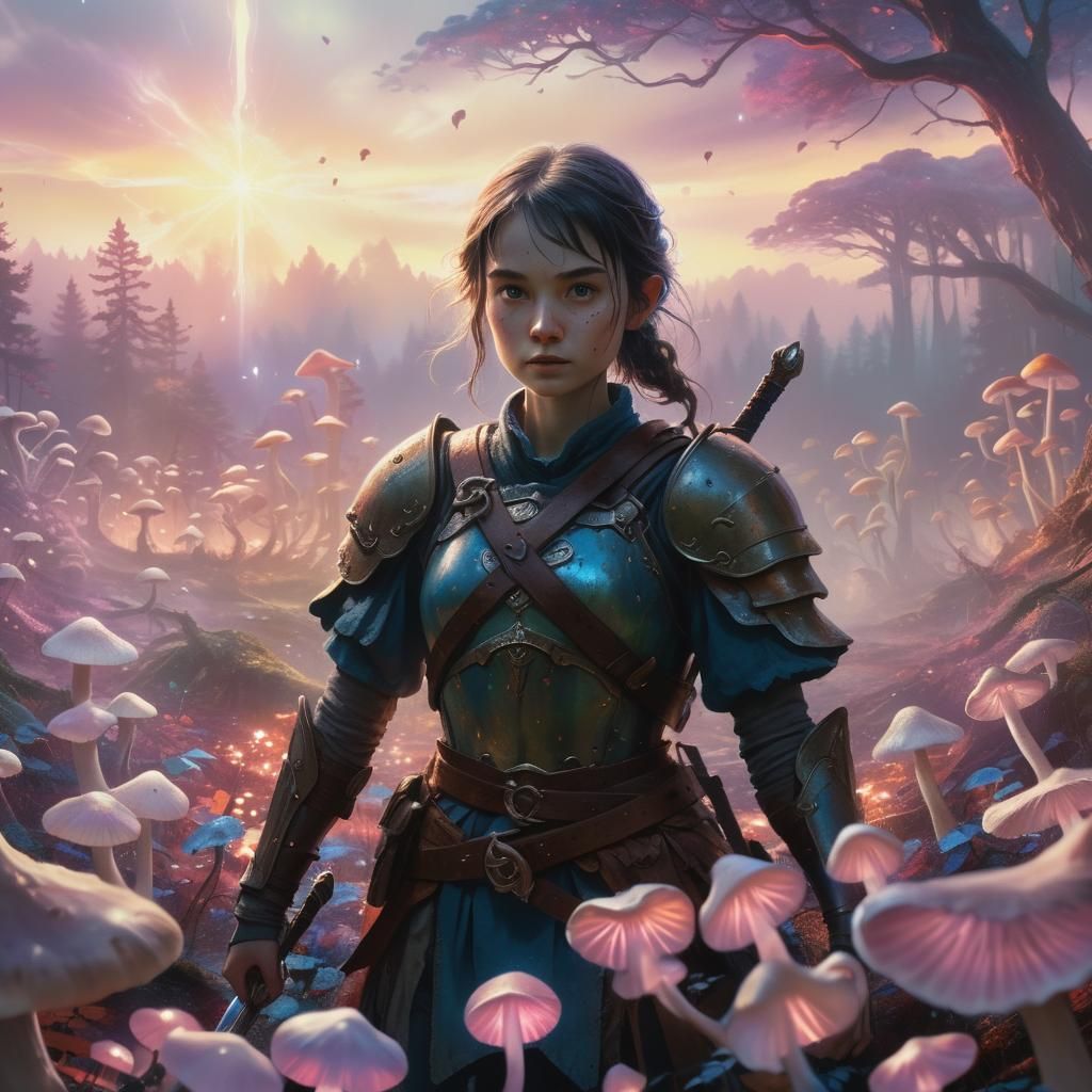 Mystical Forest Warrior in Fantasy Illustration