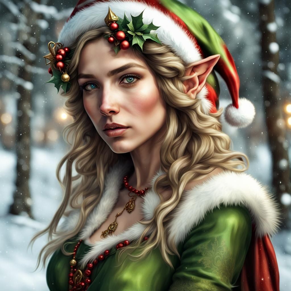 A Festive Journey: Elmira the Christmas Elf Explores the Enchanting North Pole - AI Generated 