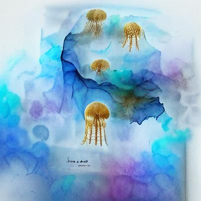 Fractal jellyfish viewed underwater