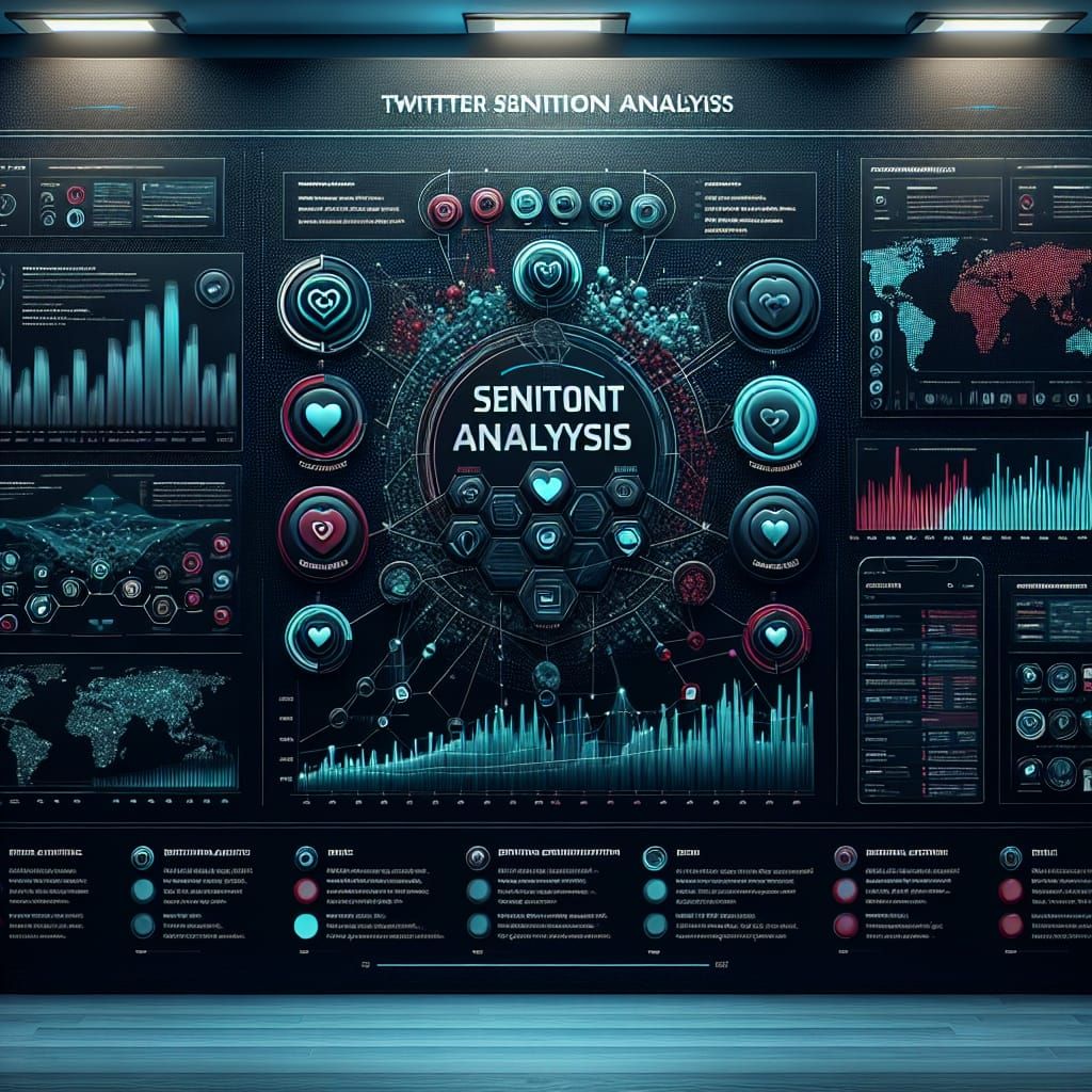 A modern, professional banner image for "Twitter Sentiment Analysis" project. The image should feature:

1. A clean, professional dashboard ...