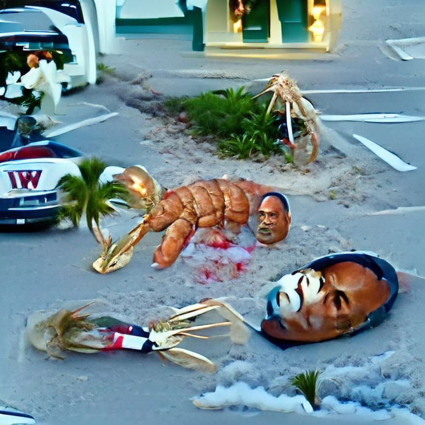 O.J. Simpson LED mask shrimp god vacationing in Key West rec...