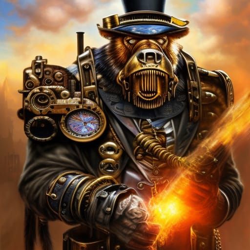 Steampunk Ape Stationmaster - AI Generated Artwork - NightCafe Creator