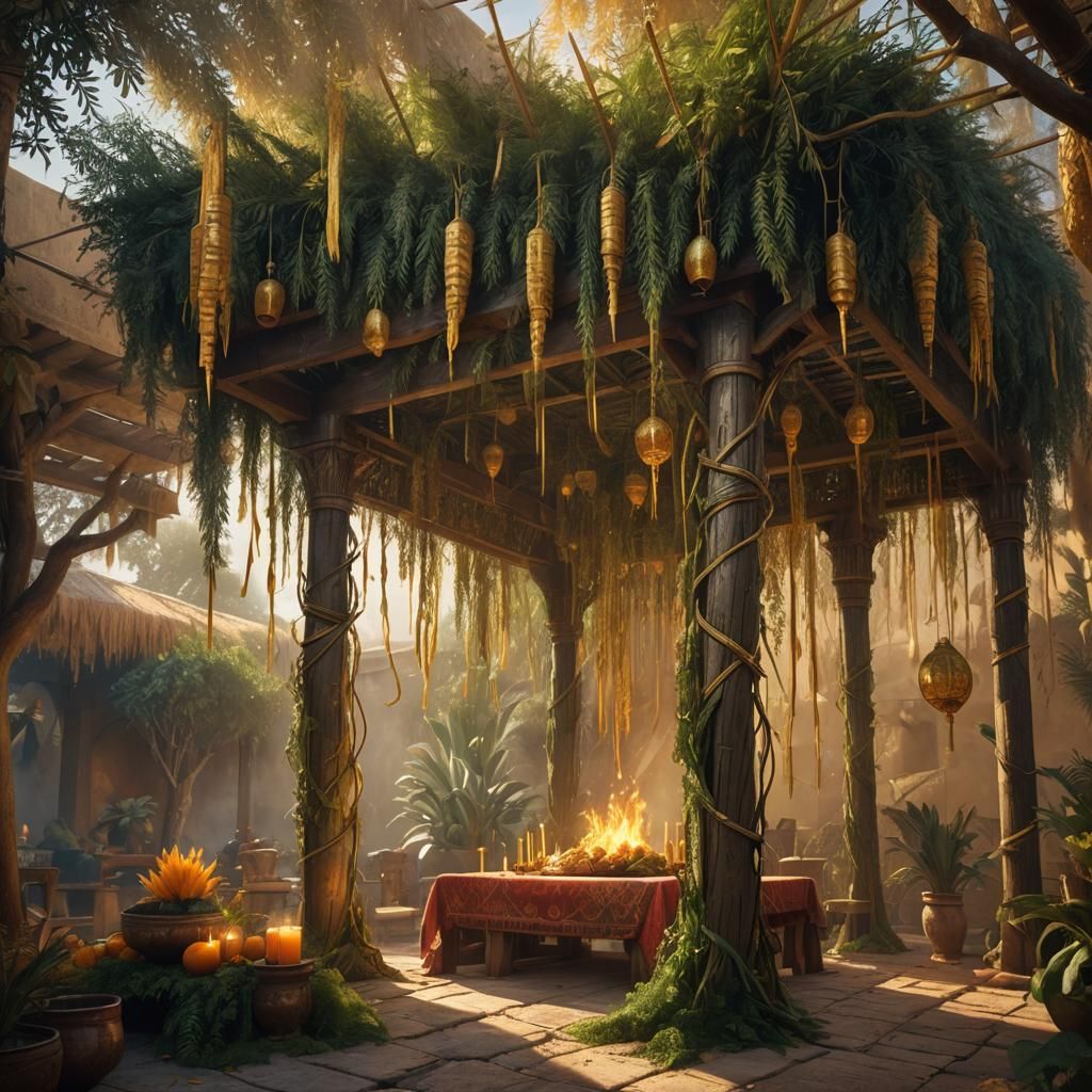 Majestic Sukkah with Lulav: Fantasy Concept Art