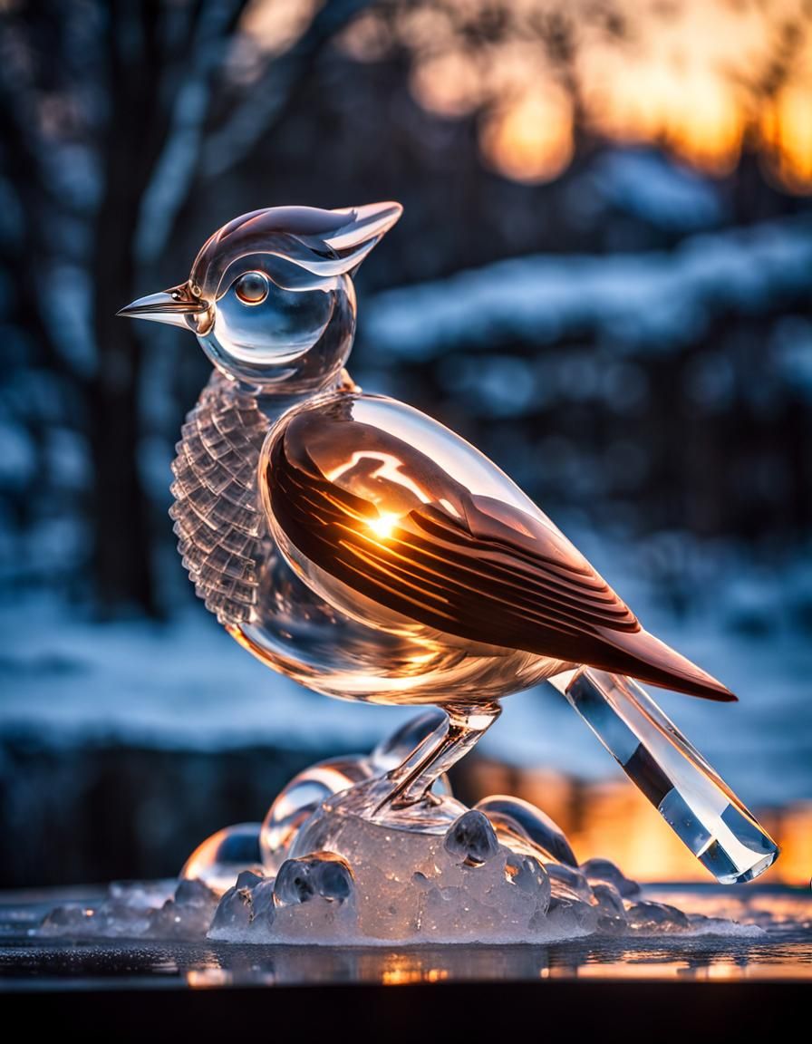 Bird ice sculpture