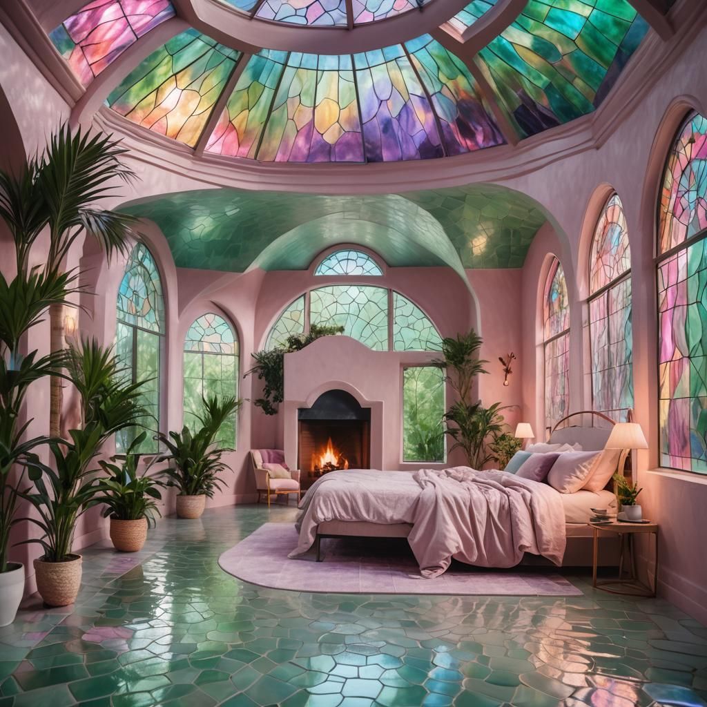 Luxury Bedroom with Indoor River and Canopy Bed