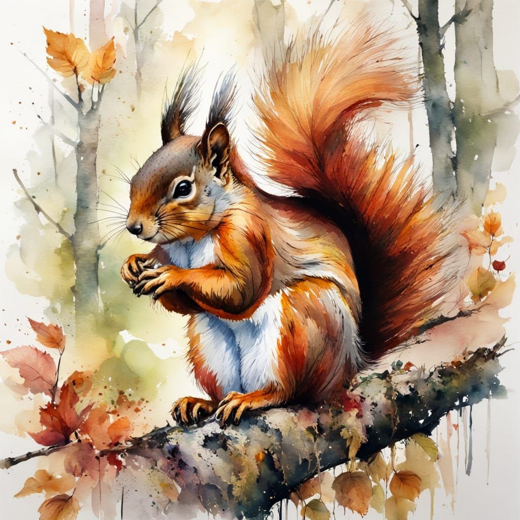 Squirrel sitting on a tree