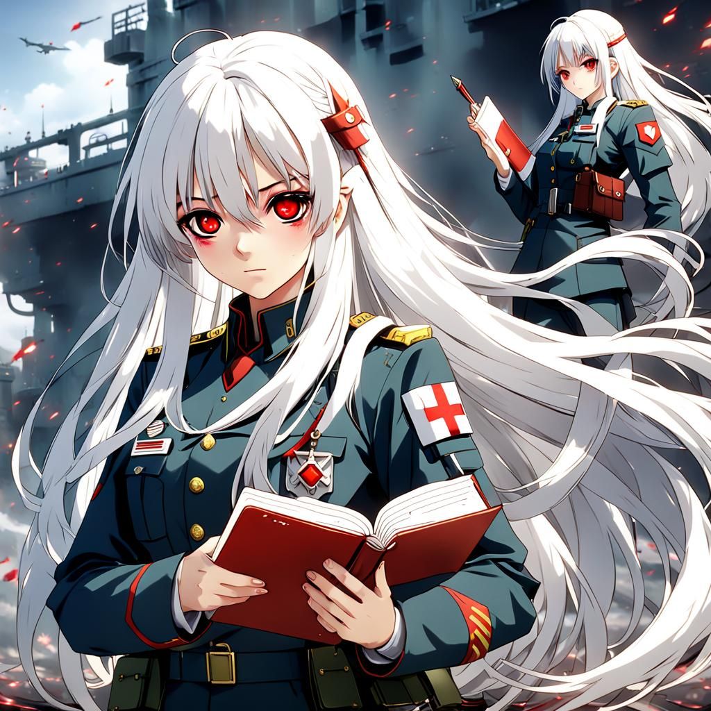 Anime Military Medic in Detailed Digital Painting