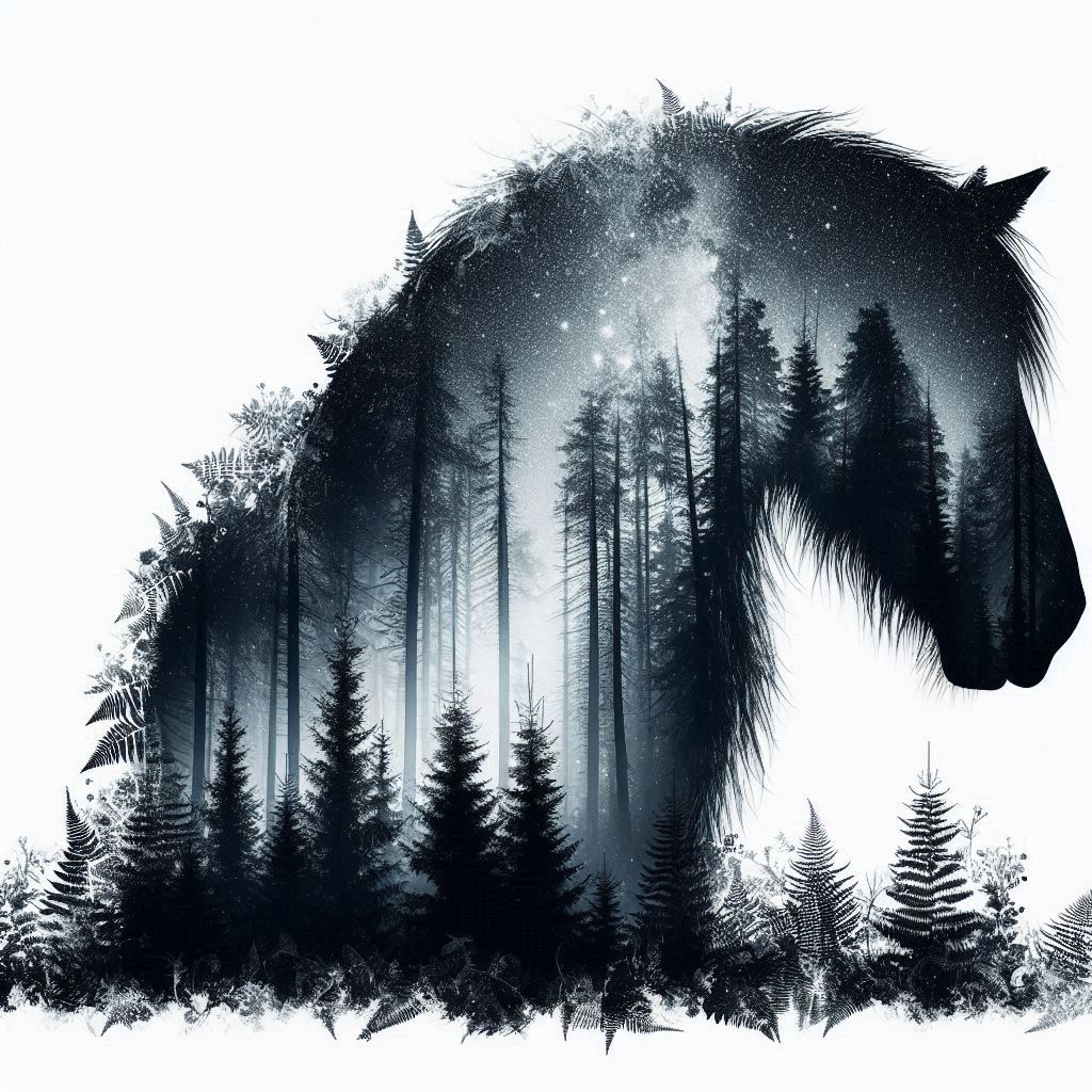 double exposure beautiful fantasy DALL-E 3 portrait landscape..