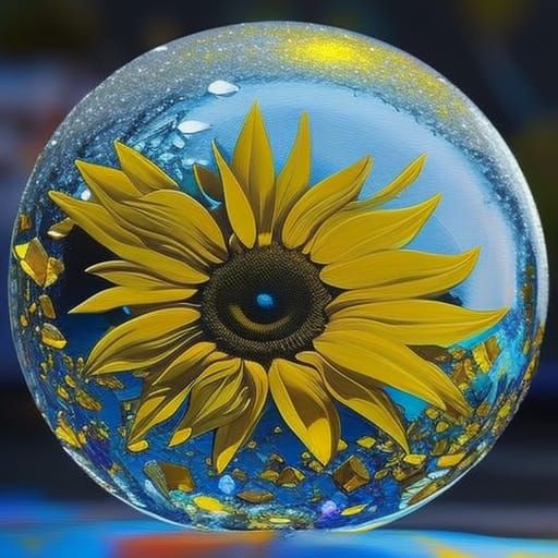 Sunflower crystal sphere