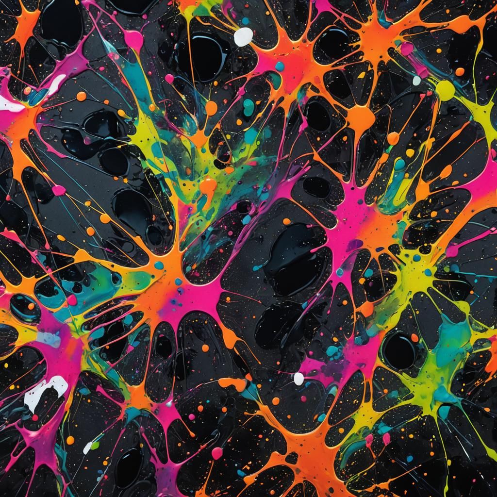 Abstract Liquid Splatters in Neon Hues