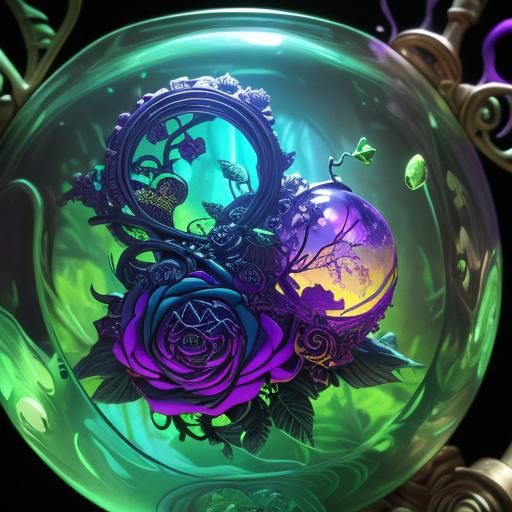 Ethereal Steampunk Apple with Forest Scene