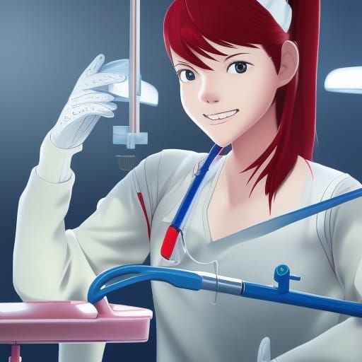 Illustration of a cute female dentist with Red hair wearing ...