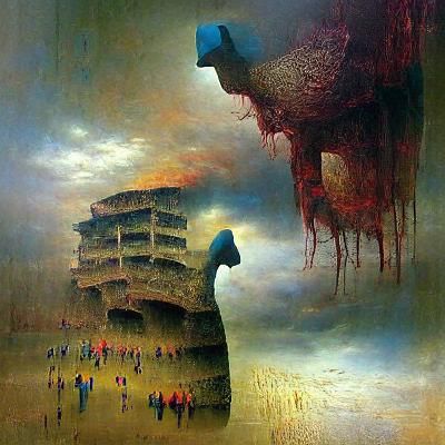 Dystopian Surrealism in the style of Zdzisław Beksiński - AI Generated ...