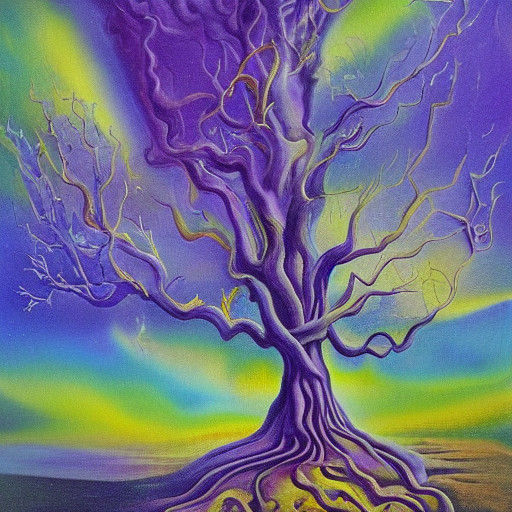 Surreal Forest Scene in Vibrant Colors