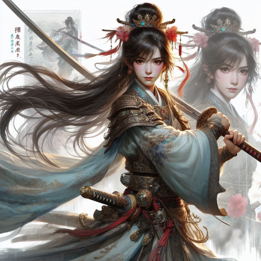 Chinese Swordsman, Warrior Girl (Colored Version)
