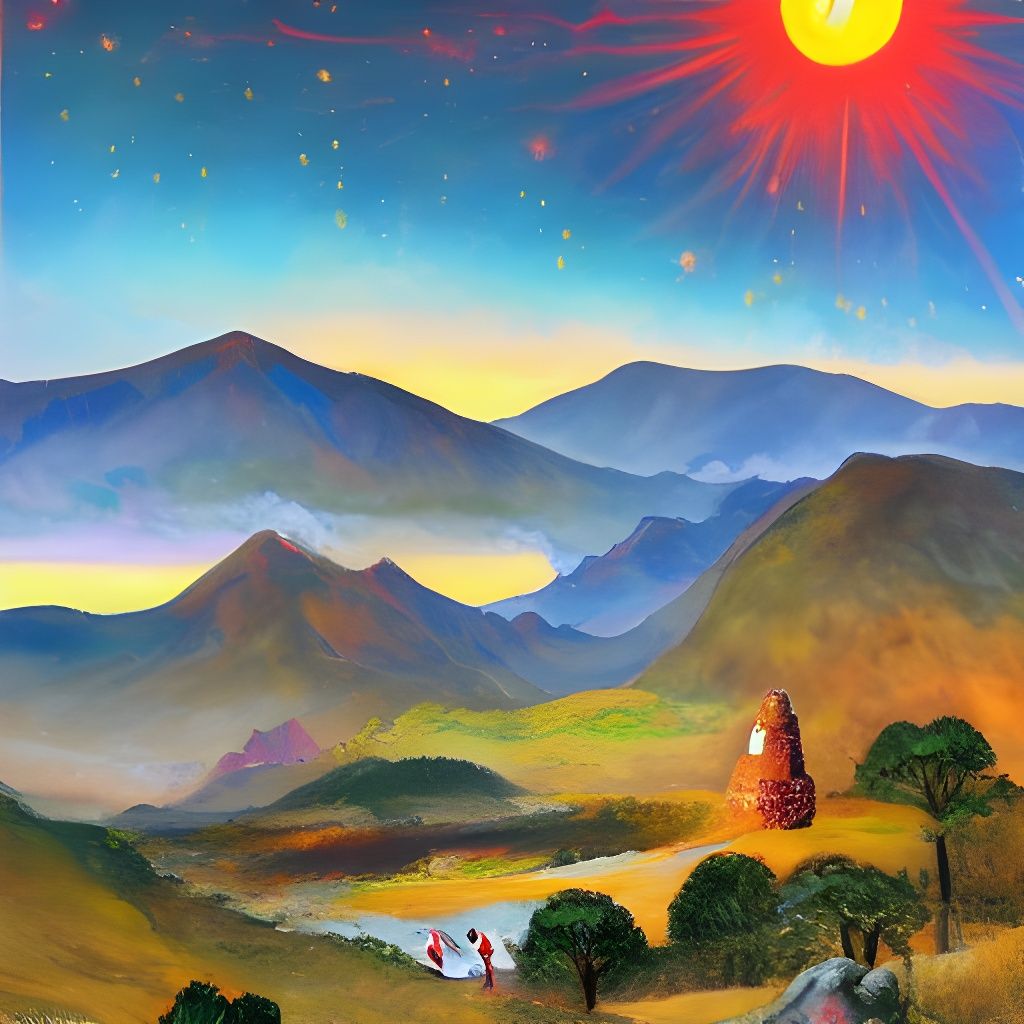 Dazzling Fire and Lava Landscape in Vibrant Color