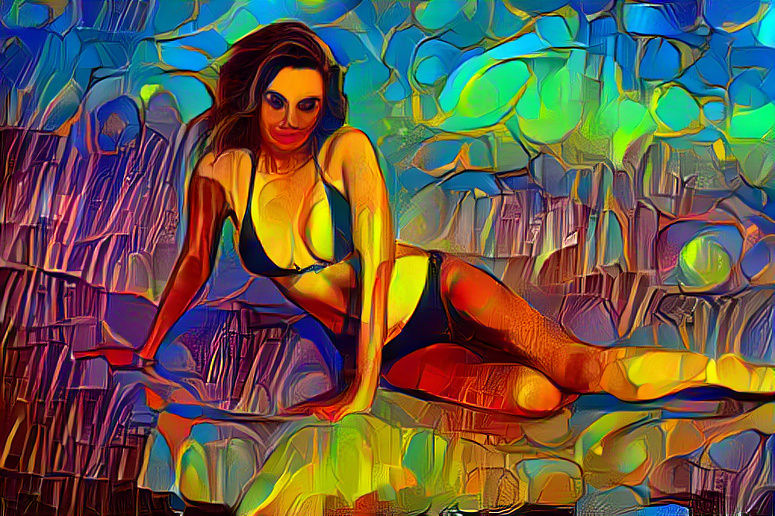 Swimsuit model as stained glass. (I)