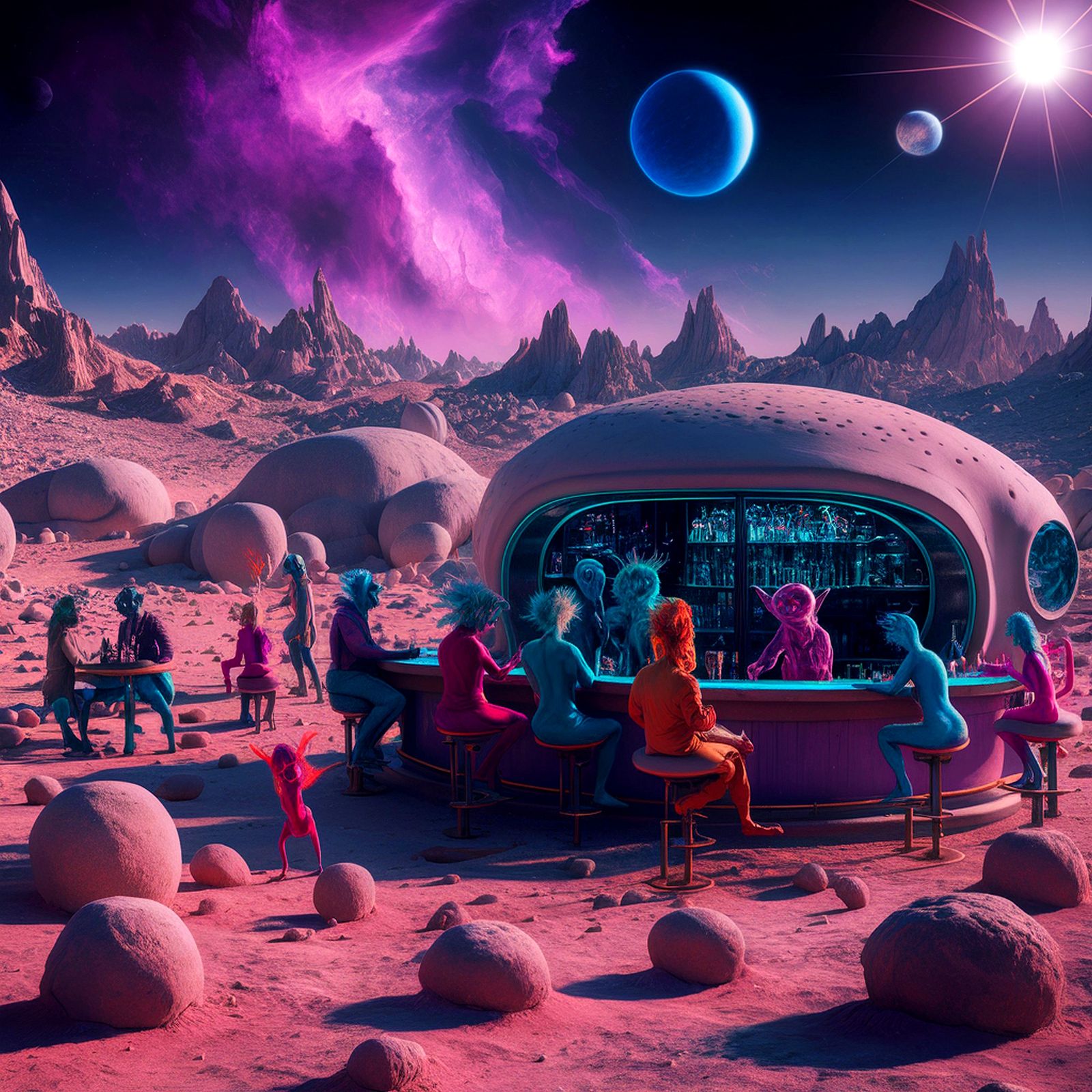 AN ALIEN BAR IN A REST AREA, THEY CAN DRINK BECAUSE THEIR CA...