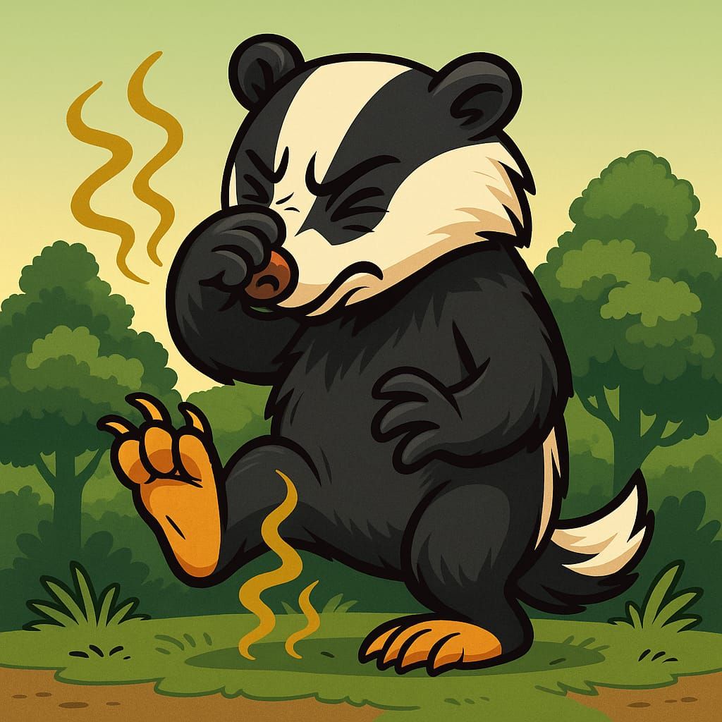 A badger with stinky feet.