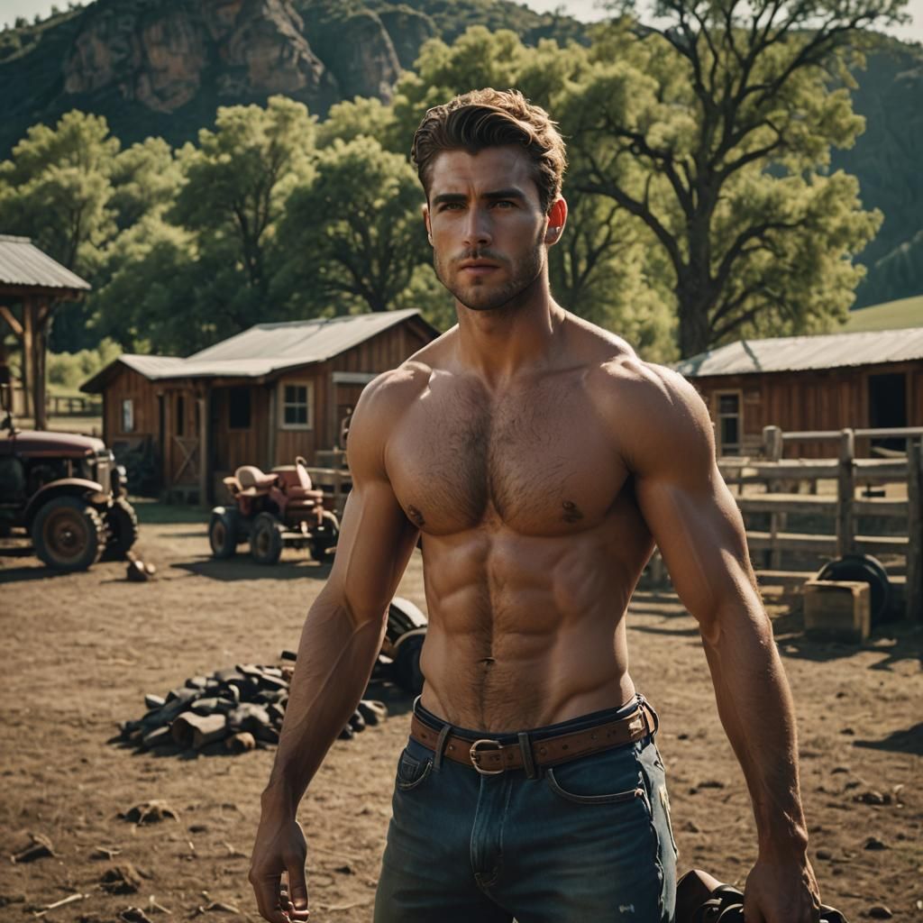 Hyperrealistic portrait of an attractive male model from a s...