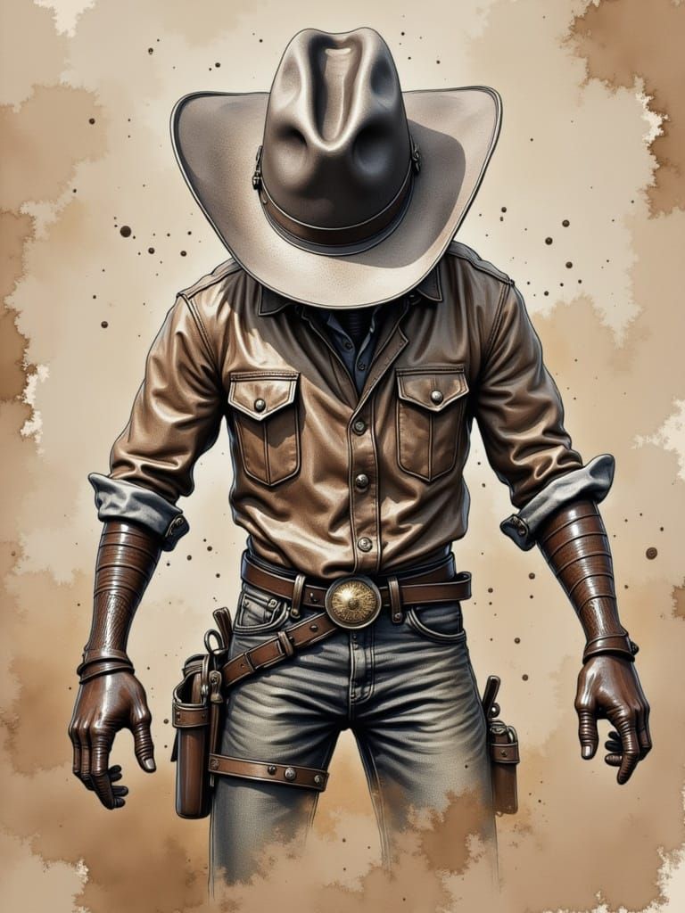Cowboy in Stetson hat <lora:Parchment:1.0> 