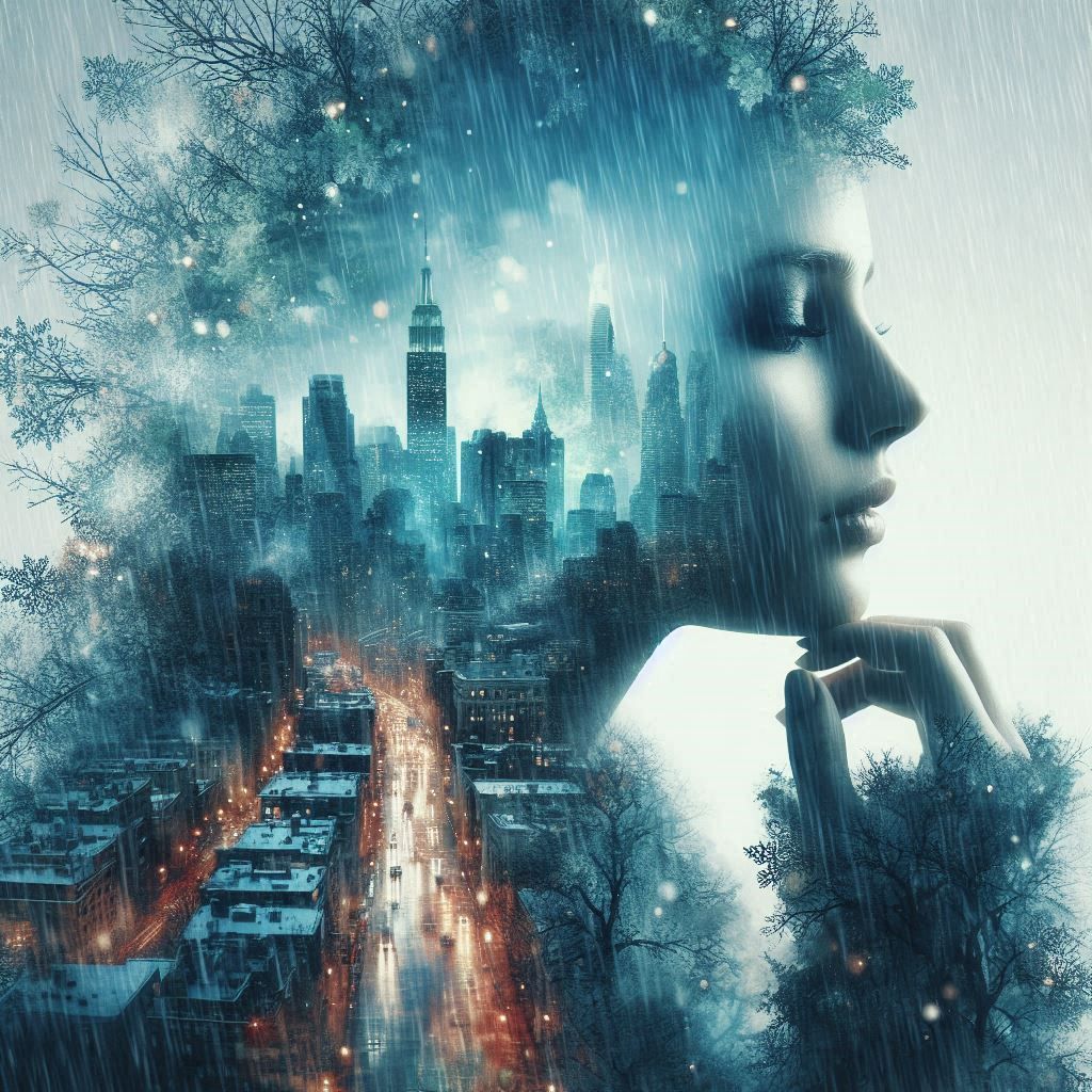 double exposure beautiful fantasy portrait landscape..