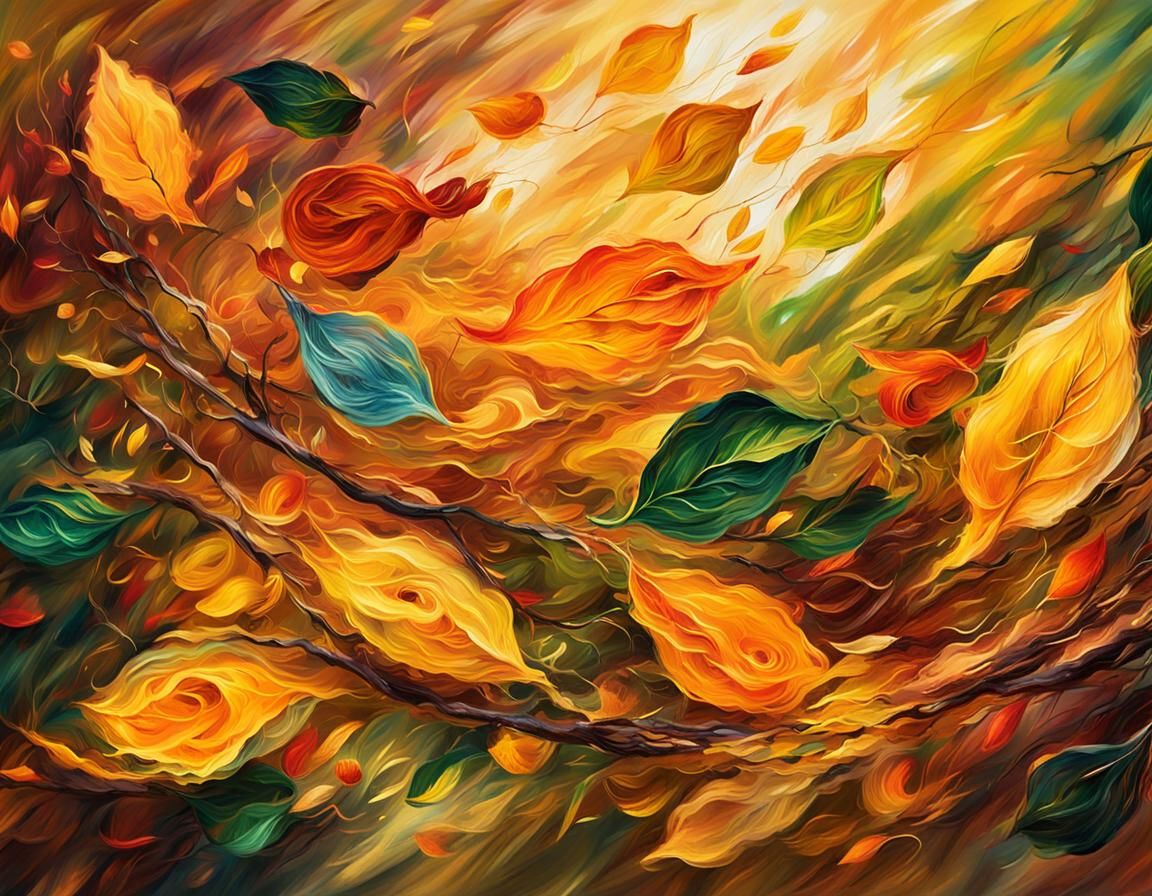 Autumnal Swirl: Abstract Expressionism in Golden Light