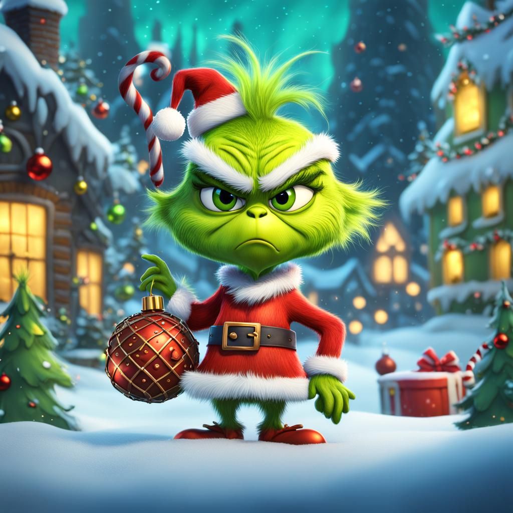 Baby Chibifide Chrismas Grinch Cartoon Ai Generated Artwork