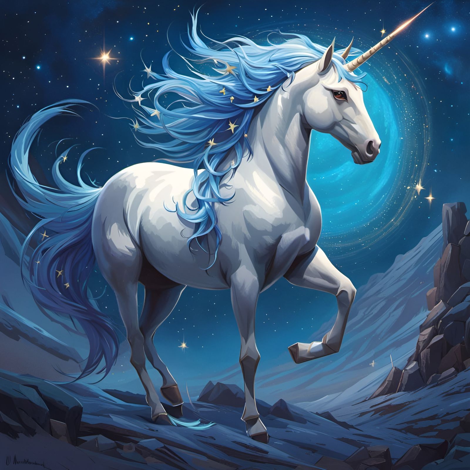 How rare are blue unicorns? - AI Generated Artwork - NightCafe Creator