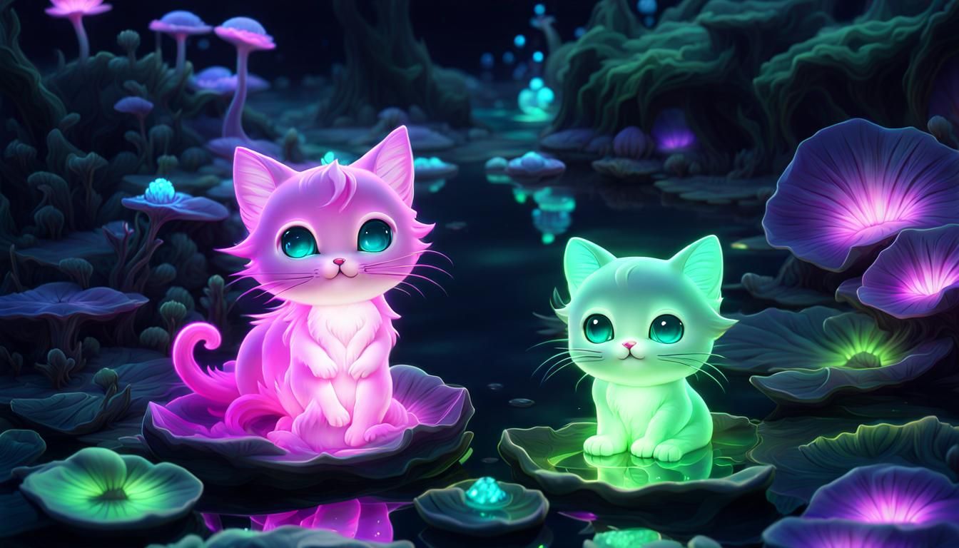 Biolumenescent Kittens  by @proofman