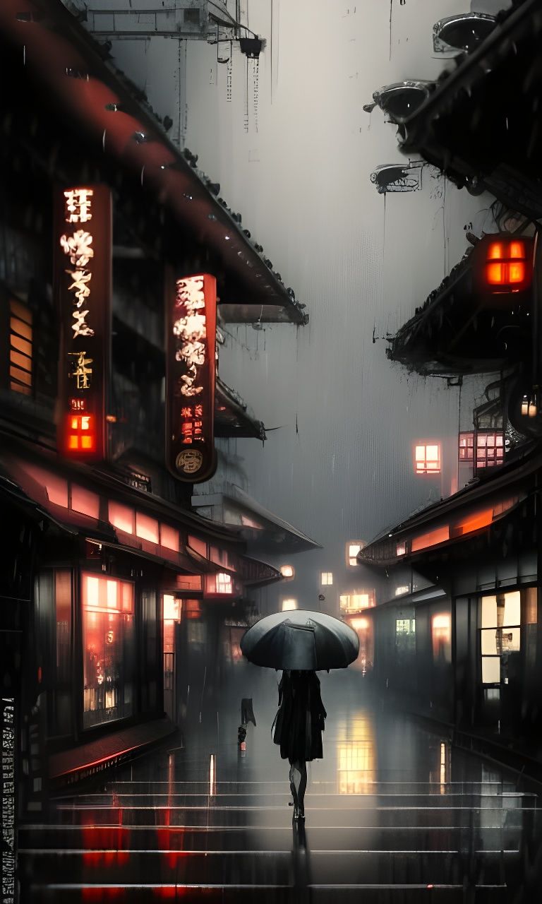 Noir Japan Town - AI Generated Artwork - NightCafe Creator