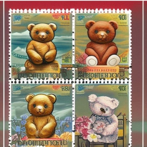 Teddy Bear stamps AI Generated Artwork NightCafe Creator
