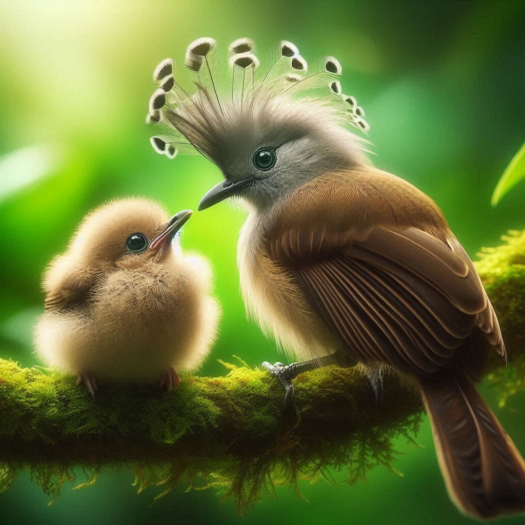 an umbrellabird perched on a lush tropical branch