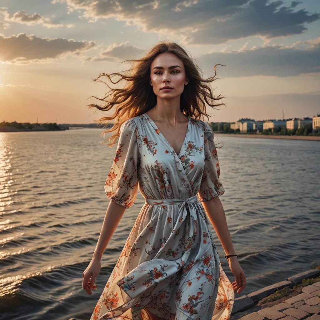 Hyper-realistic image of an attractive Russian girl in a fas...
