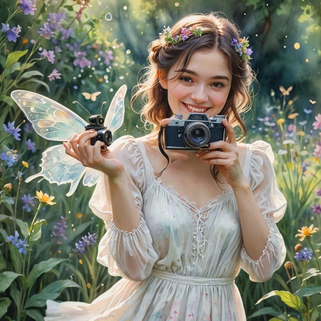 A Woman Taking Pictures of Fairies