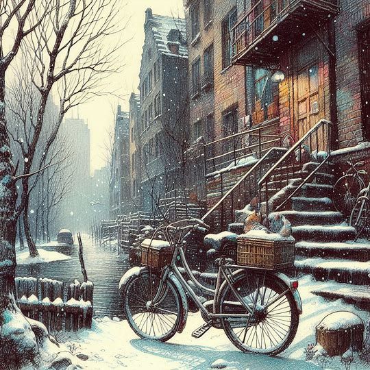 A Tree Grows in Brooklyn, a bicycle parks under it in the sn...