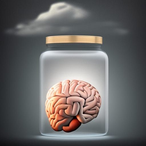 Jar with brain floating inside