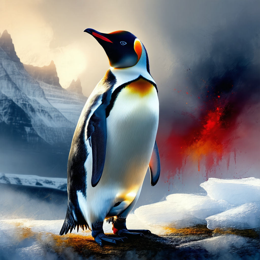 Emperor Penguin is thinking " I think I took a wrong turn somewhere" - Animal Digital Paintings