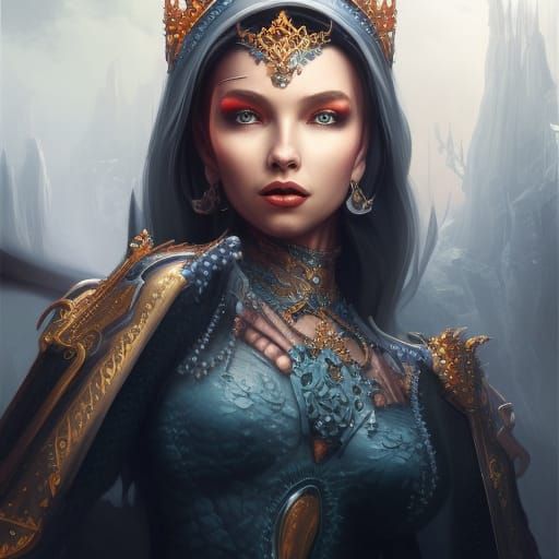 Queen, detailed matte painting, deep color, fantastic, intri...