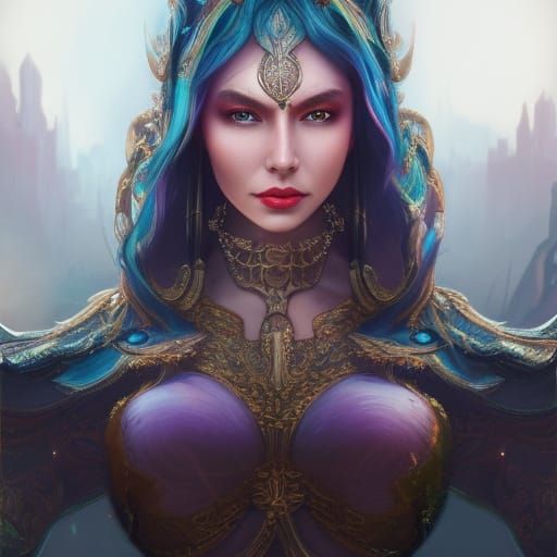Queen, detailed matte painting, deep color, fantastic, intri...