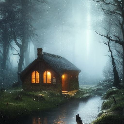 Cabin in the woods - AI Generated Artwork - NightCafe Creator