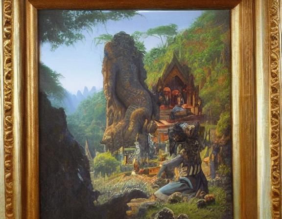 Thailand ghost story tale oil painting by James Gurney
