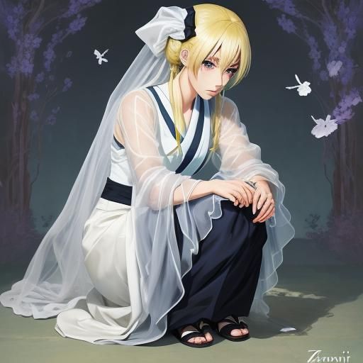 A Beautiful Woman Crouched Down Wearing Sheer Cloth