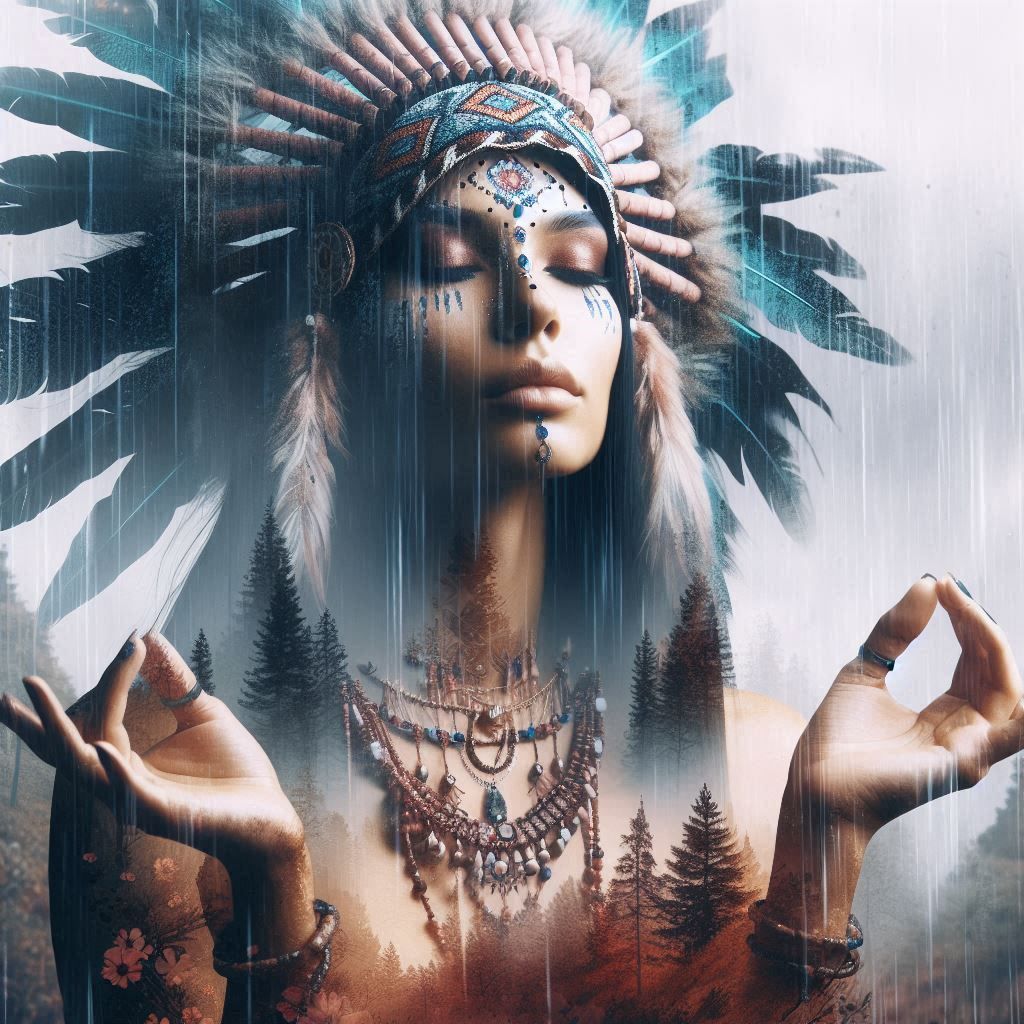 double exposure beautiful fantasy DALL-E 3 portrait landscap...