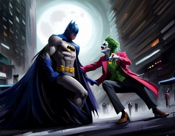 Batman fighting the Joker