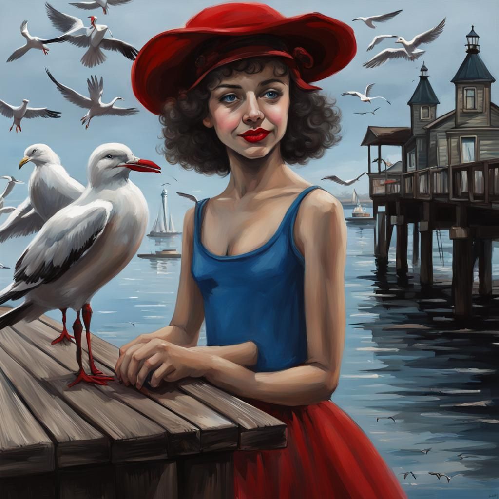 On the pier.