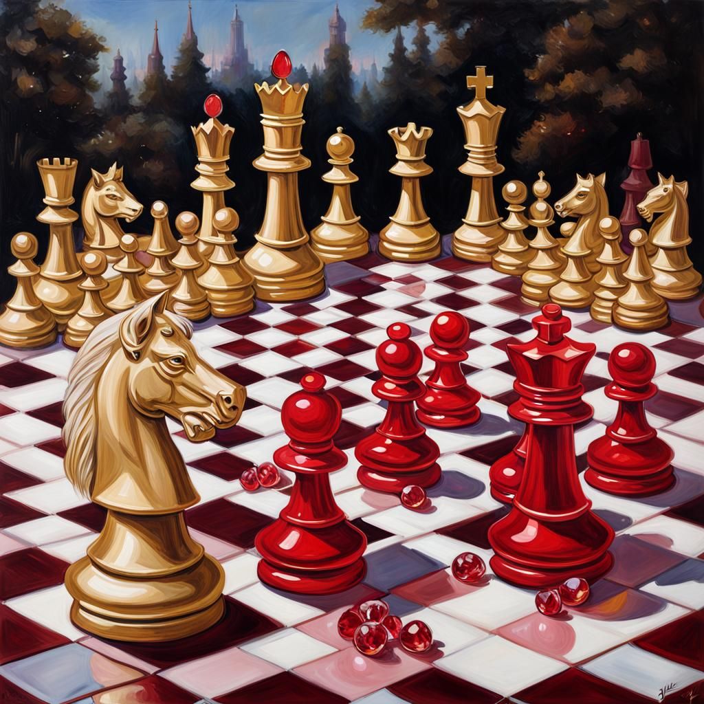 Red and gold: Chess set
