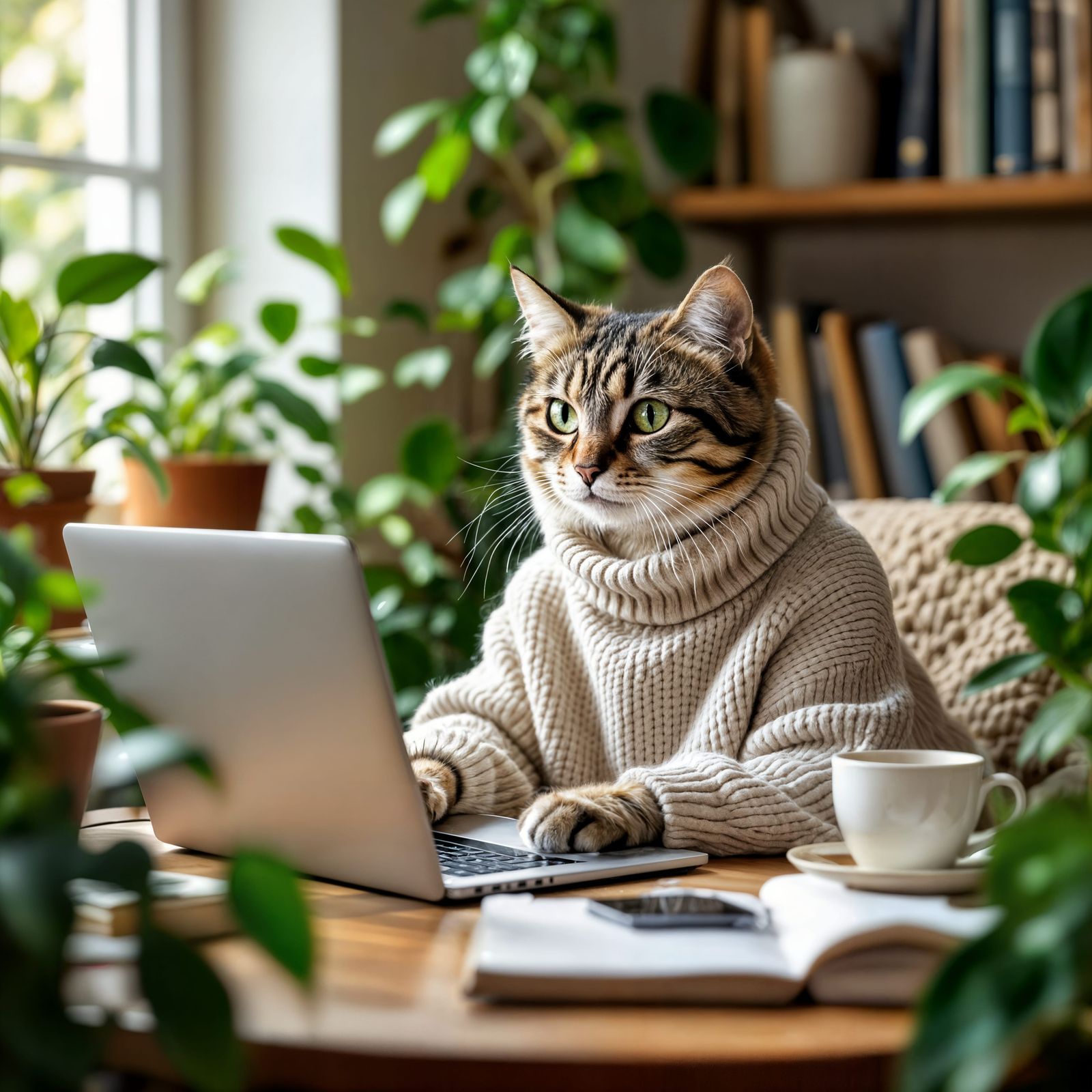 Millenial home office cat  by @Laevos