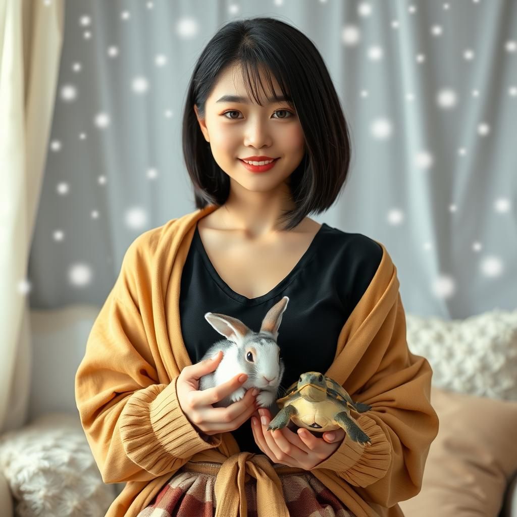 Caring for rabbit and turtle