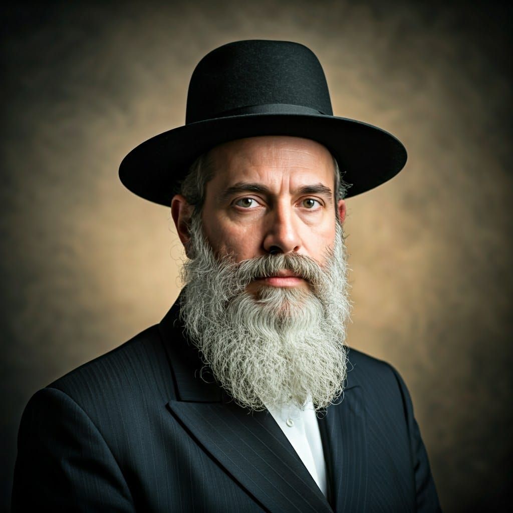 Serious Hasidic Satmar Man in Traditional Attire